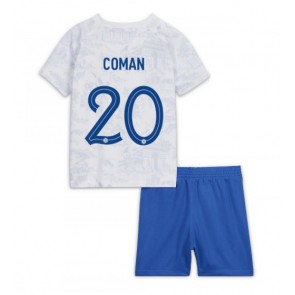Frankrike Kingsley Coman #20 kläder Barn VM 2022 Bortatröja Kortärmad (+ korta byxor)
